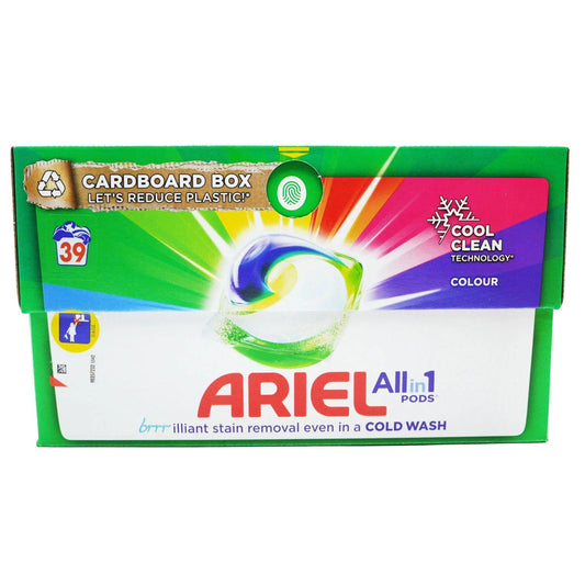 Ariel All In 1 Pods Laundry Clothes Colour Fabric Stain Removal Cold Wash 39W