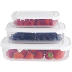 Wilko Rectangle Food Storage Container Clear Plastic Picnic Lunch Box Lid 3Pk