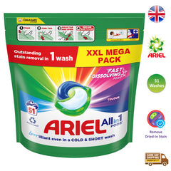 Ariel Colour All In 1 Pods Laundry Stain Remover Detergent Washing Tablet 51Wash