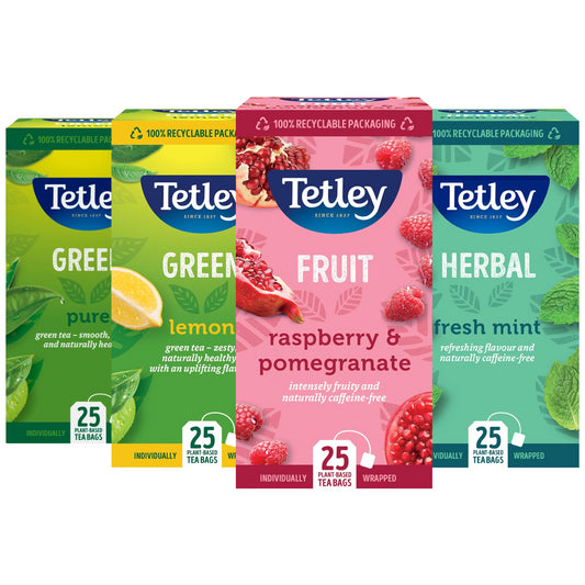 Tetley Tea Green Tea Bags Mixed Fruit Tea 100 Individually Wrapped Sachets