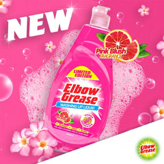Elbow Grease Washing Up Liquid Kitchen Dish Oil Grease Cleaner Pink Blush 600ml