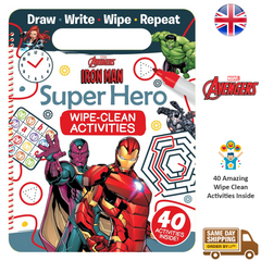 Marvel Avengers Iron Man Clean Wipe Activities Book For Kids Draw Write Repeat