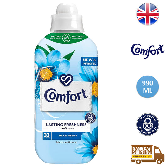 Comfort Fabric Conditioner Long Last Fragrance 33 Washes Blue Skies 990ml