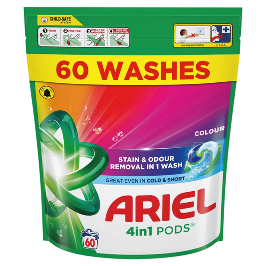Ariel 4 in 1 Pods Colour 60 Washes – Stain & Odour Removal