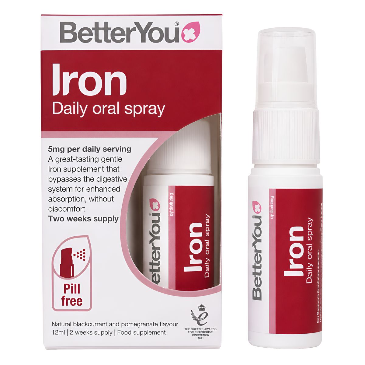 BetterYou Iron Daily Oral Spray 12ml 5mg - 2 Weeks Supply - Iron Supplement