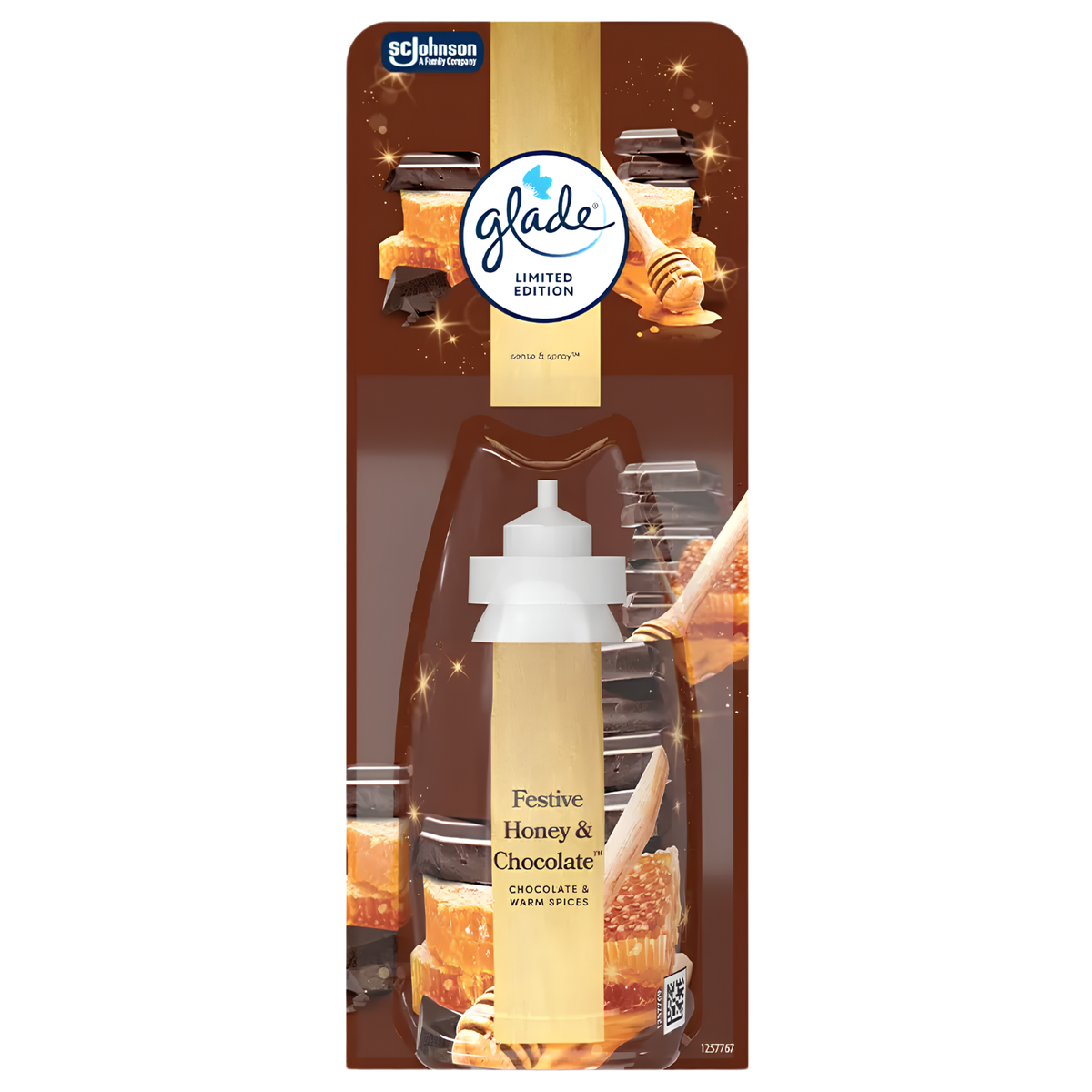 Glade Sense & Spray Festive Honey & Chocolate Warm Spices Air Freshener Refill 18ml - Limited Edition - For Home Office Hotel