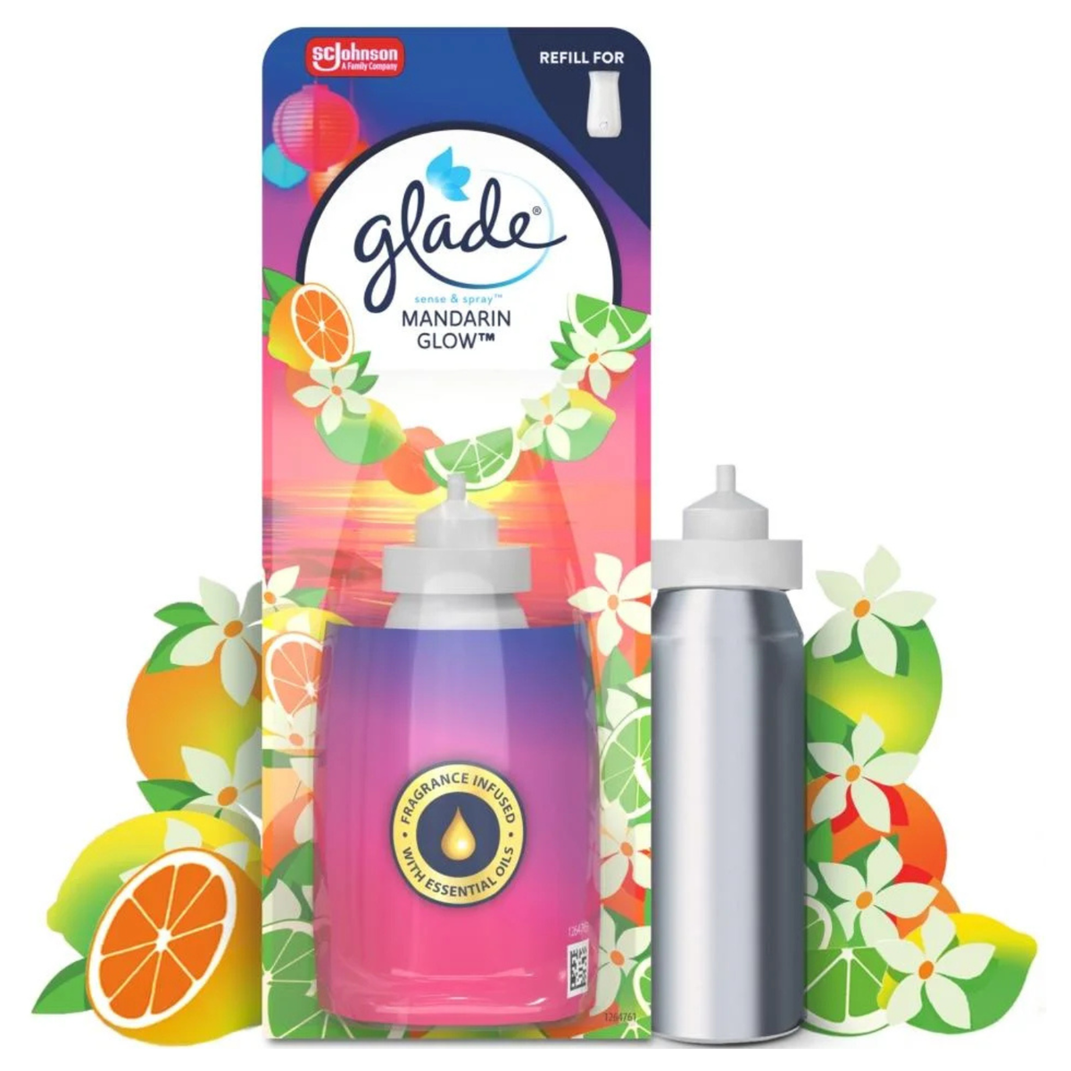Glade Sense & Spray Mandarin Glow Air Freshener Refill 18ml - Fragrance Infused With Essential Oils - For Home Office Hotel