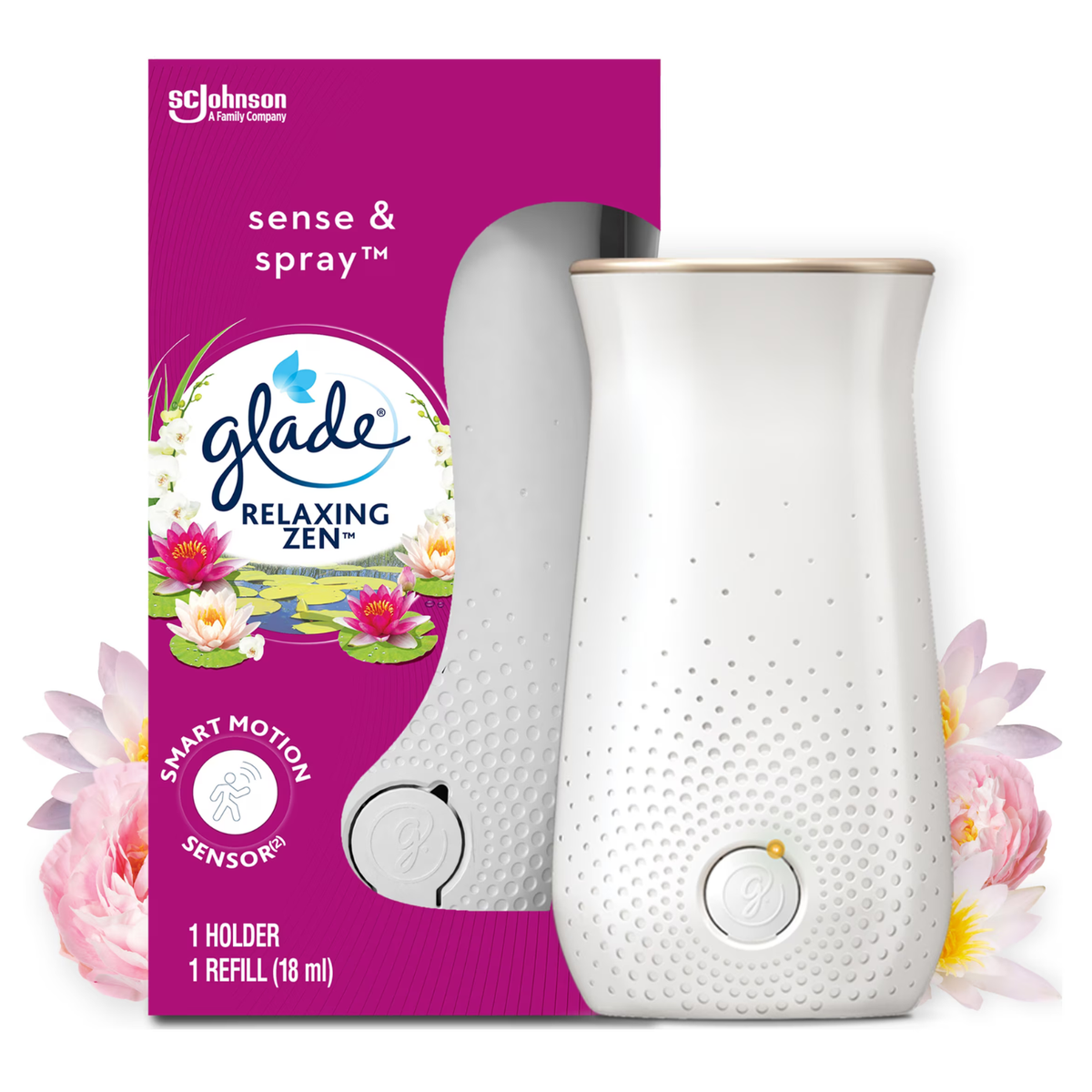 Glade Sense & Spray Room Fragrance with Motion Sensor Holder & 1 Refill Relaxing Zen 18ml