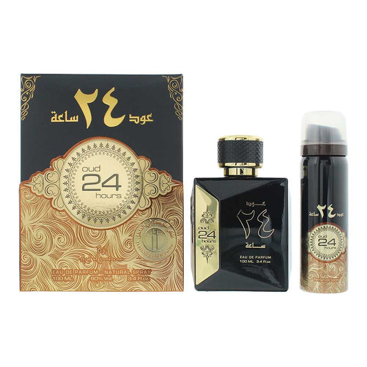 Ard Al Zaafaran Oud 24 Hours 2 Piece Gift Set: EDP 100ml, Deodorant Spray 50ml