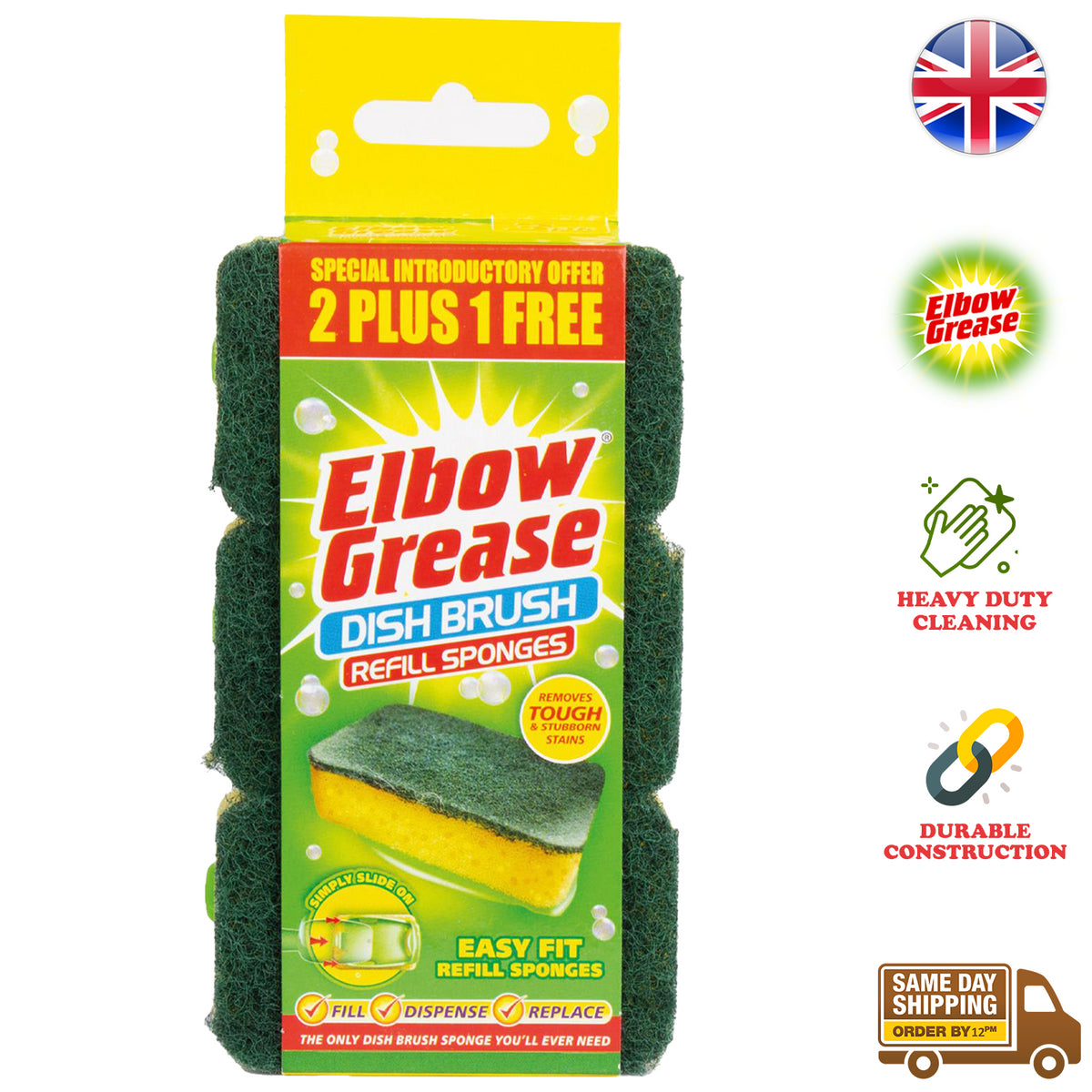 Elbow Grease Washing Up Dish Refill Sponge Liquid Dispenser Dirt Cleaner