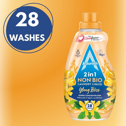Astonish 2 In 1 Non Bio Laundry Liquid Ylang Bliss Super Concentrated 840ml 28W