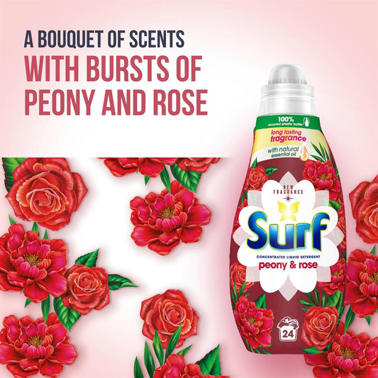 Surf Laundry Detergent Liquid Fabric Clothes Peony & Rose 24 Washes 648ml