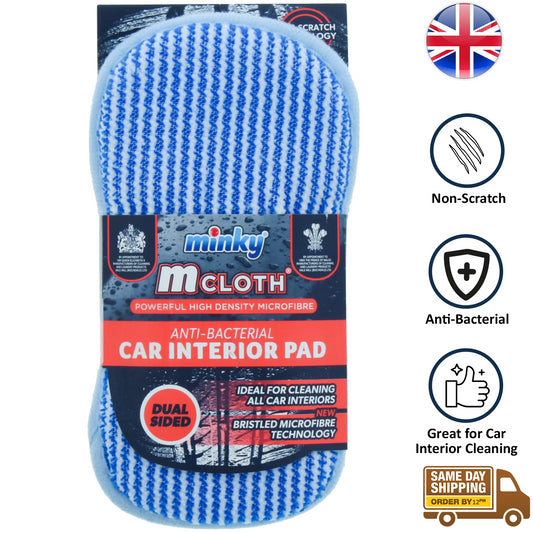 Minky Anti Bacterial Car Interior Pad Dual Side Cleans Dirt Dust Non Scratch