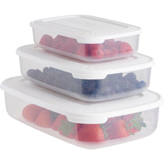 Wilko Rectangle Food Storage Container Clear Plastic Picnic Lunch Box Lid 3Pk