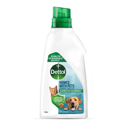 Dettol Laundry Cleanser Pets Sanitiser Reduces Tough Pet Odour 750ml