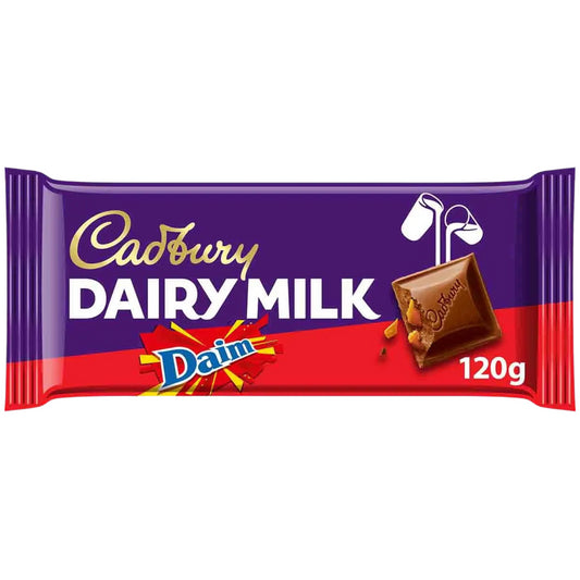 Cadbury Dairy Milk Crunchy Daim Caramel Pieces Smooth Creamy Chocolate Bar 120G