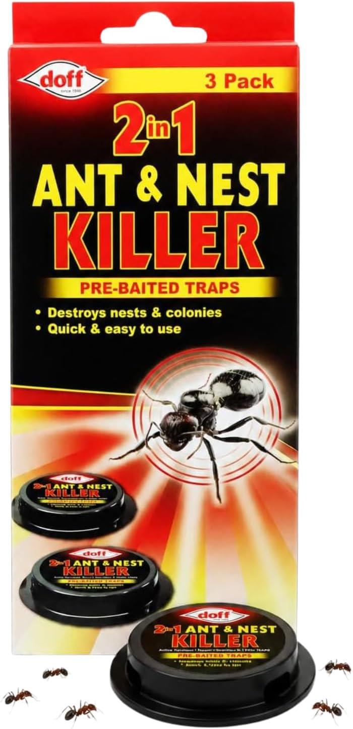Doff Ant Killer Bait Station 2 in 1 Pre-Baited Ant Control Trap Destroy Nest 3PK