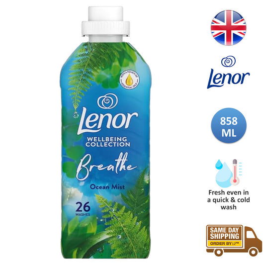 Lenor Fabric Conditioner Freshener Liquid Ocean Mist 26 Washes 858ml