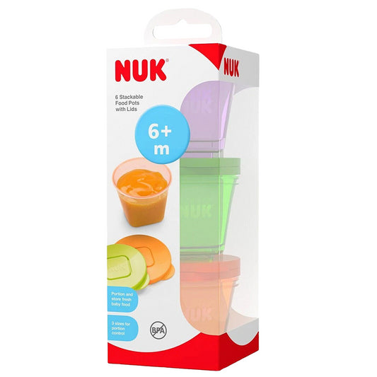 Nuk Baby Stackable Food Storage Pots With Lids Microwave & Freezer Safe 6 M+ X6