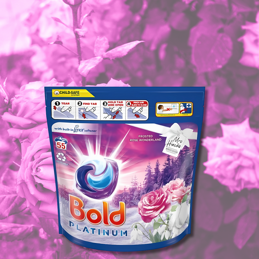 Bold Pods Laundry Detergent & Gel Lenor Fabric Conditioner Frosted Rose Bundle