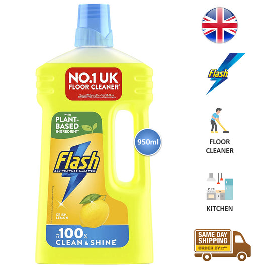 Flash All Purpose Liquid Cleaner Multi Surface Floor Dirt Remover Crisp Lemon 1L