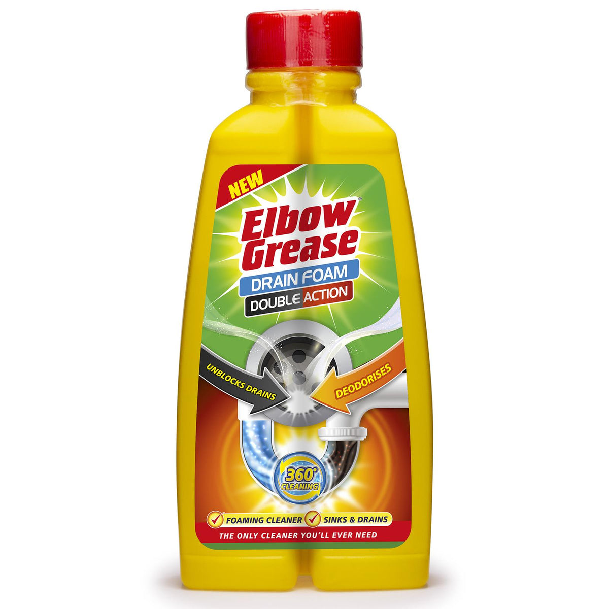 Elbow Grease Sink Drain Foam Unblocker Pipe Block Cleaner 500ml