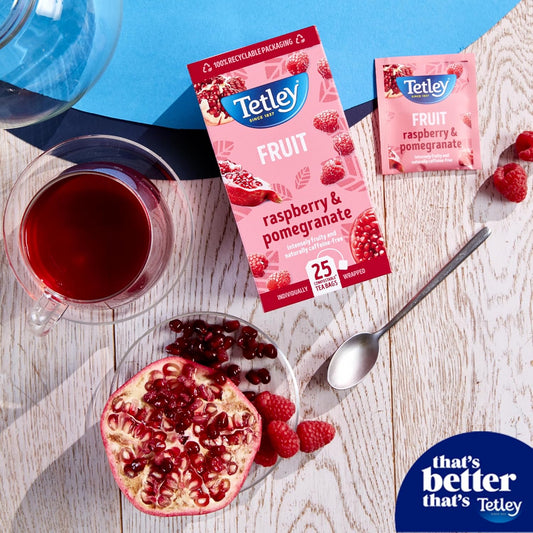 Tetley Tea Herbal Bags Raspberry & Pomegranate Individually Wrapped Sachets