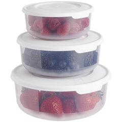 Wilko Round Food Storage Container Clear Plastic Picnic Lunch Box With Lid 3Pk