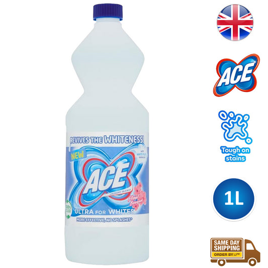 Ace Ultra Laundry Bleach For Whites Clothes Stain Remover Cleaner 1L