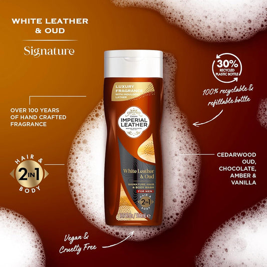 Imperial Leather White Leather & Oud Signature 2 in 1 Men Hair & Body Wash 500ml