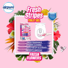 Airpure Fresh Stripes Toilet Gel Fragrance Fresh Flowers 45ml