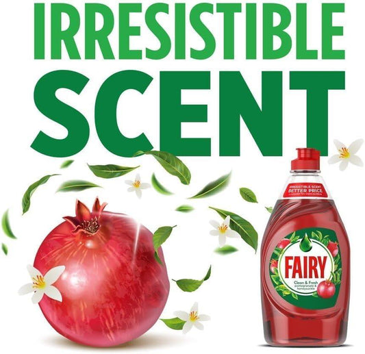 Fairy Washing Up Liquid Kitchen Scourer Cleaner Set Pomegranate Grapefruit 320ml