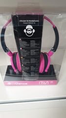 Idance Crazy 111 Dj Portable Headphones Inline Mic Pink & Black Ipod Iphone Ipad