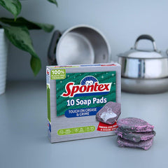 Spontex Soap Pads Surface Tough Grease Grime Cleaner Remover Lemon Fresh 10Pk