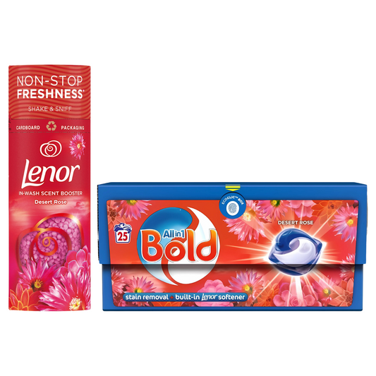 Lenor In Wash Scent Booster & Bold All In 1 Pods Laundry Detergent Bundle Set