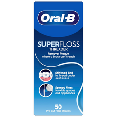 Oral B Super Floss Dental Floss Braces Bridges Wide Spaces 50 Pre-Cut Strands