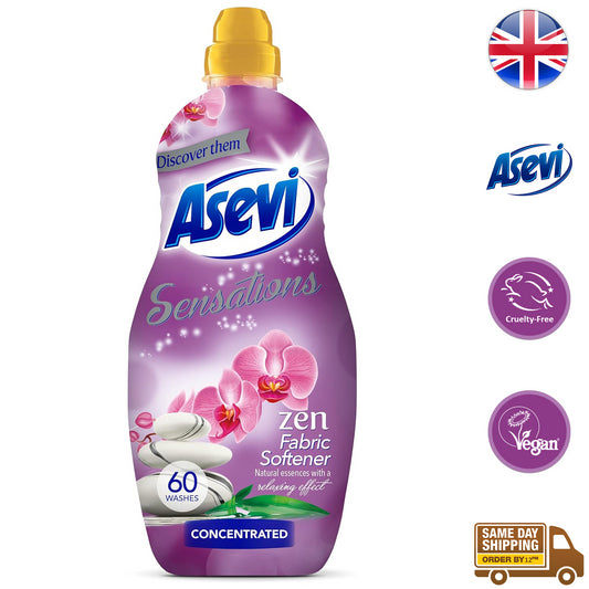 Asevi Fabric Clothes Softener Zen Laundry Liquid Long Lasting 60 Washes 1.32L