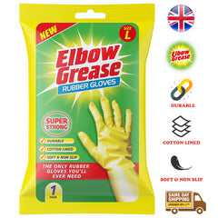 Elbow Grease Household Rubber Gloves Large Strong Non Slip Durable Washing Up