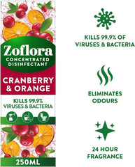 Zoflora Concentrate Multipurpose Disinfectant Surface Cranberry & Orange 250ml