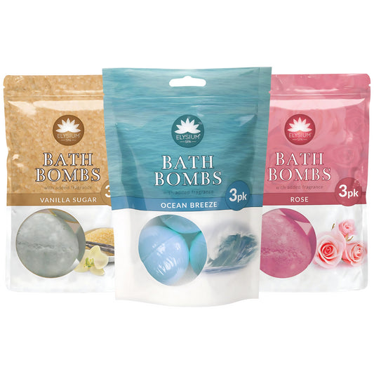 Elysium Spa Bath Bombs Added Fragrance For Body Relaxing Soothing 3Pk Bundle Set