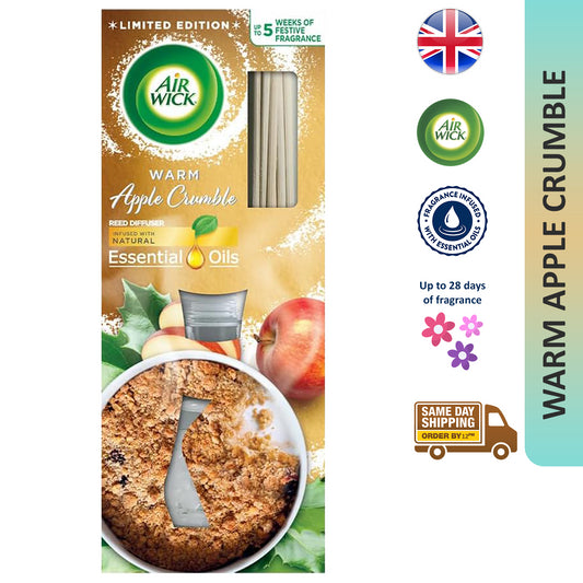 Airwick Reed Diffuser Home Air Freshener Scented Oil Warm Apple Crumble 33ml