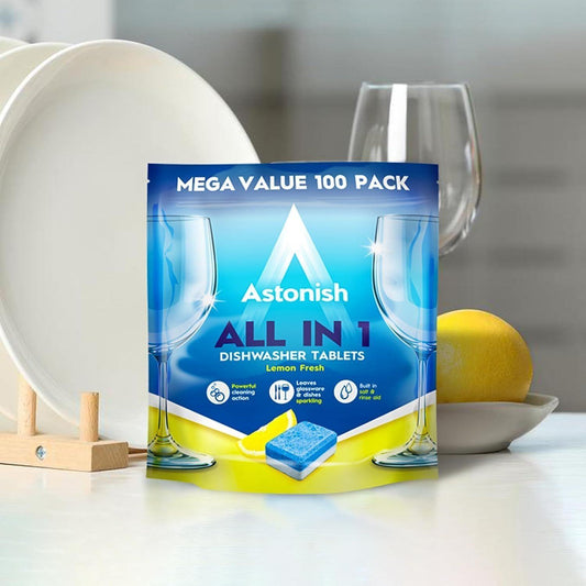Astonish All In 1 Dishwasher Tablets Lemon Built Salt Rinse Aid 100 Washing Tabs