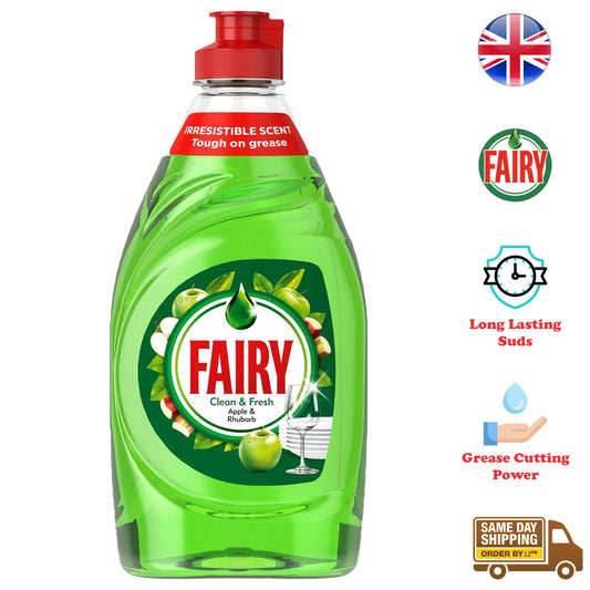 Fairy Washing Up Liquid Kitchen Dish Grease Cleaner Apple & Rhubarb 320ml