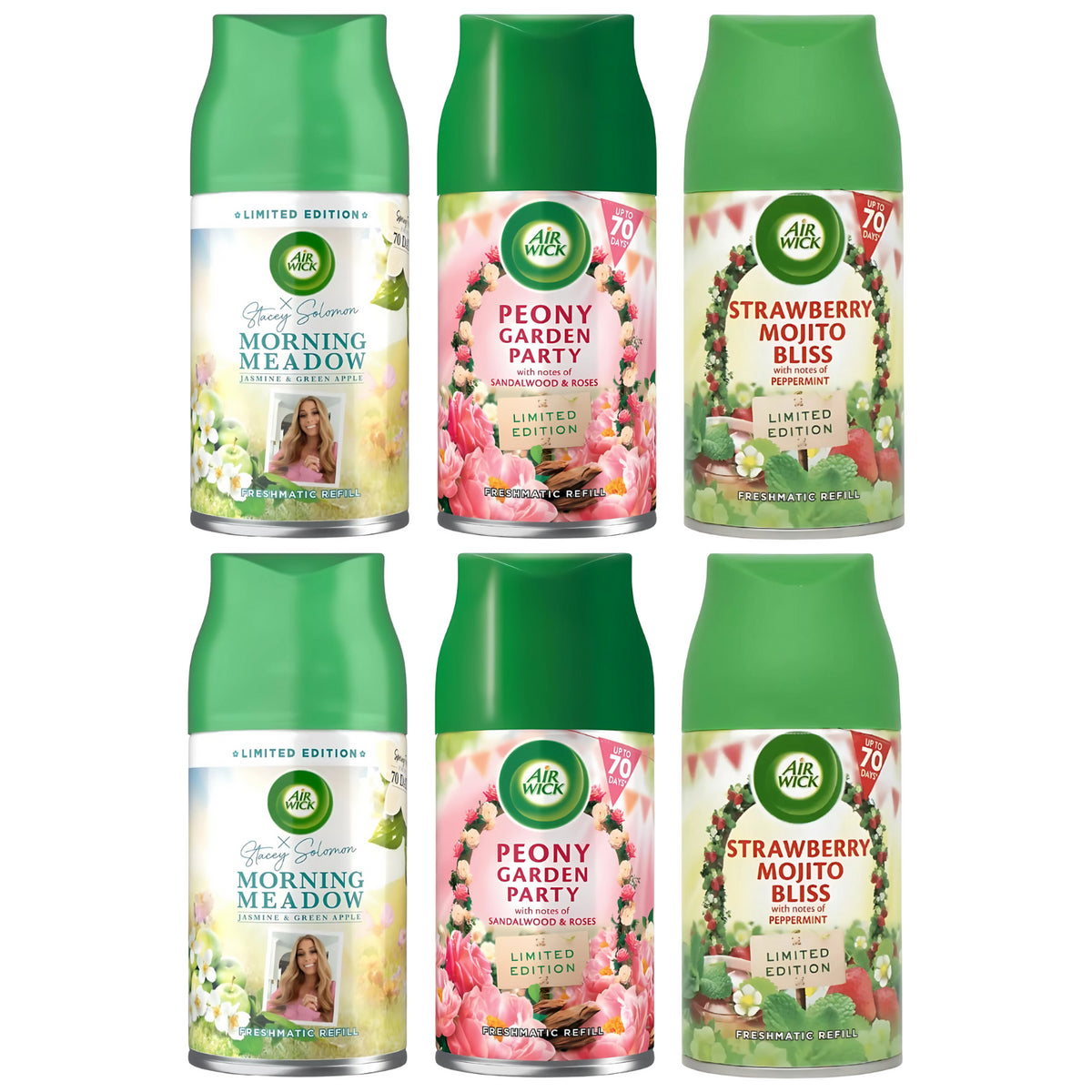 Air Wick Freshmatic Refill 250ml Bundle | Strawberry Mojito Bliss, Peony Garden Party, Morning Meadow