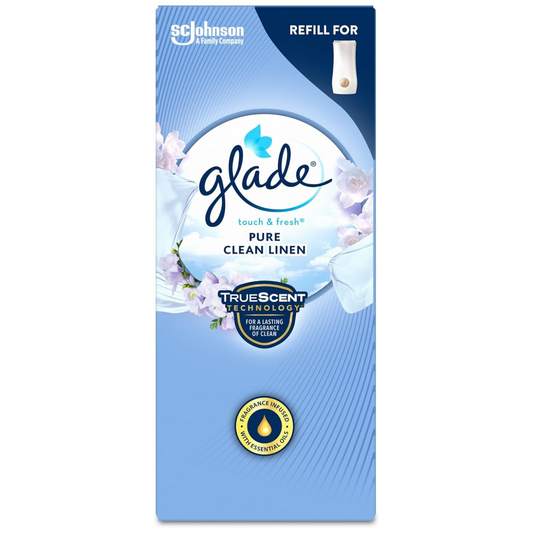 Glade Touch & Fresh Pure Clean Linen Air Freshener Refill Home Office Hotel 10ml