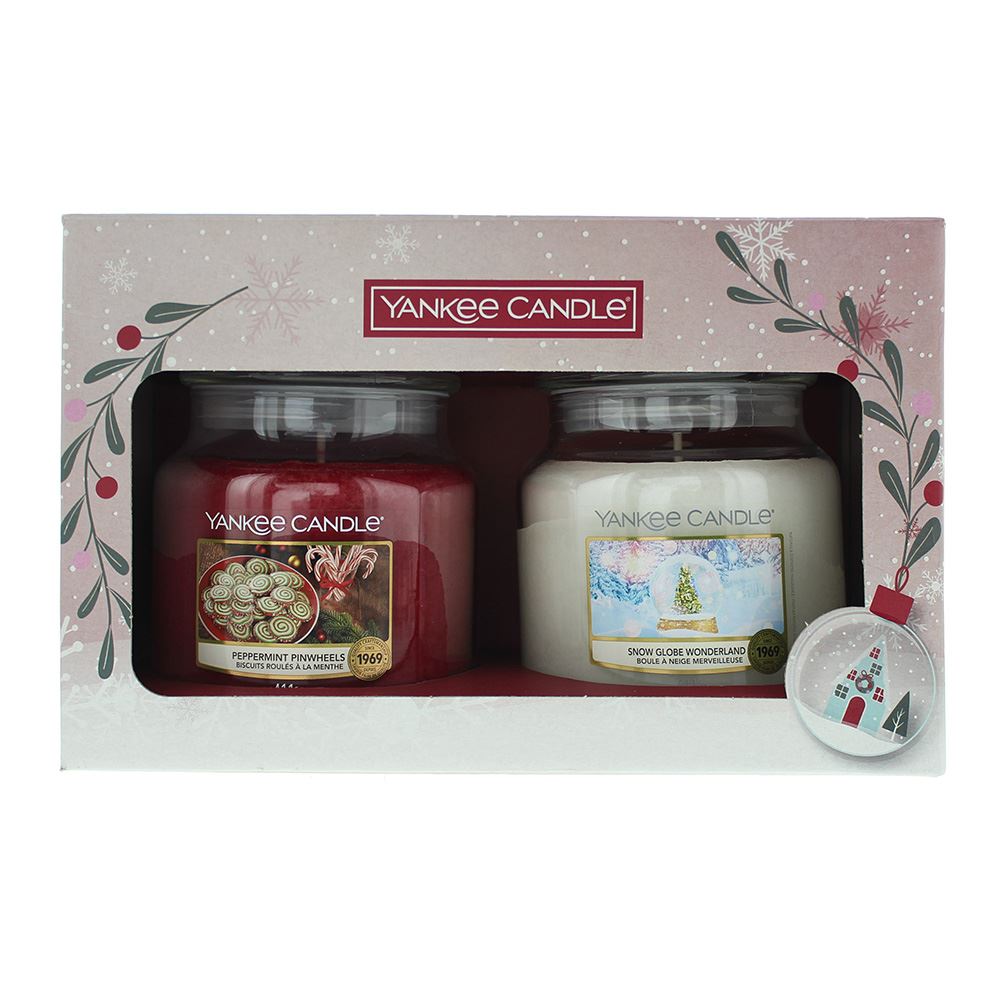 Yankee Candle 2 Piece Gift Set: Peppermint Pinwheels, Snow Globe Wonderland