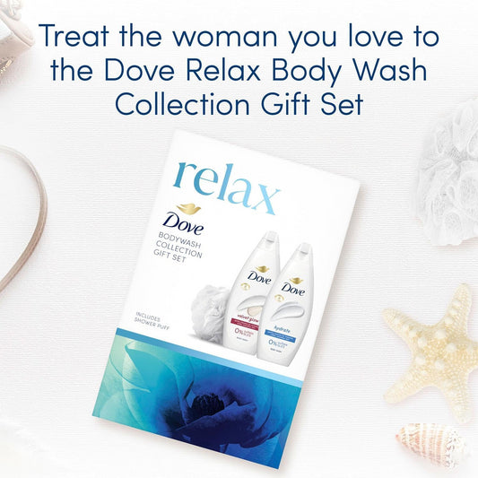 Dove Body Wash Collection Gift Set Cleans Smoother Skin Relax 3 Piece