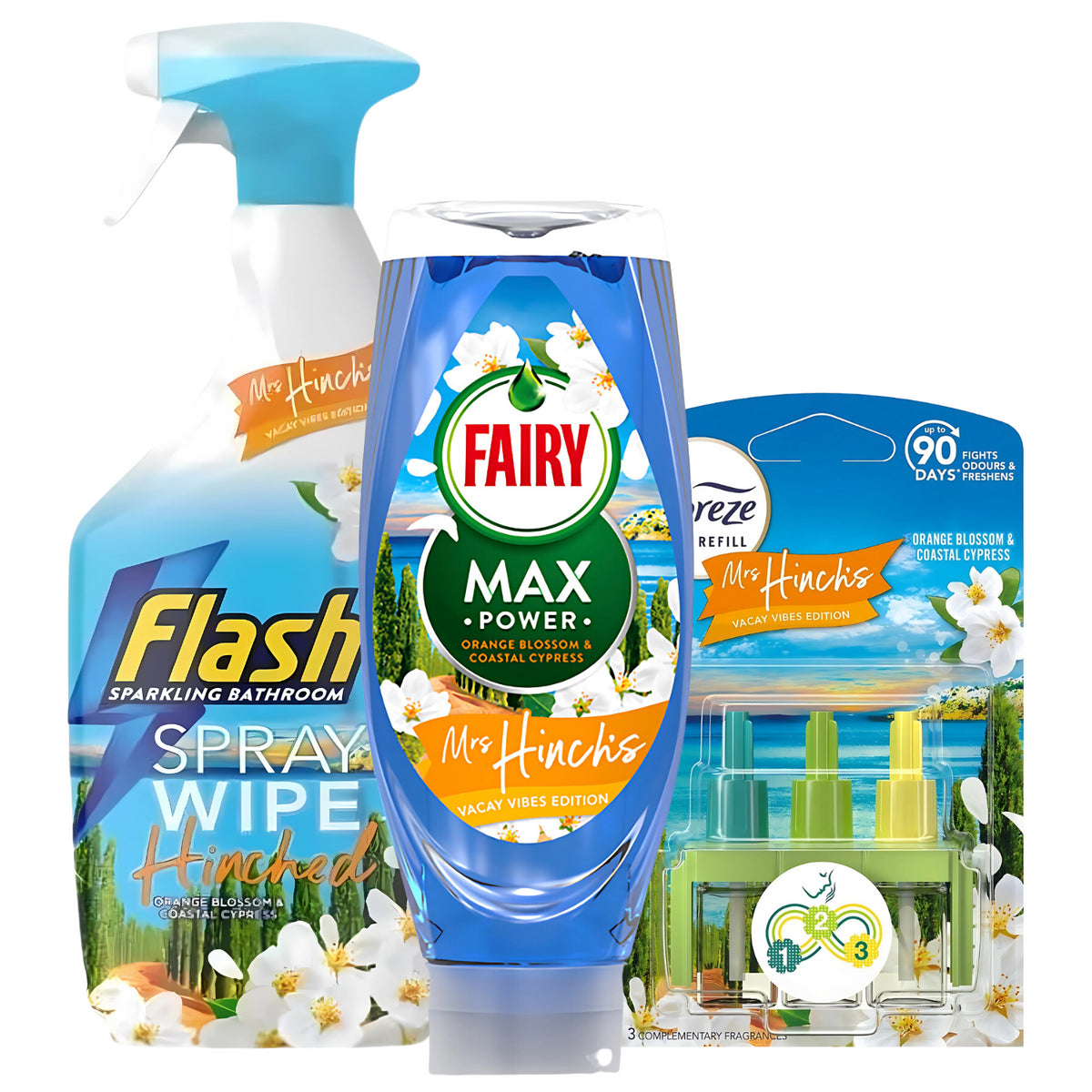 Fairy-Max Power Washing Up Flash Bathroom Febreze Airfreshener Refill Bundle Set