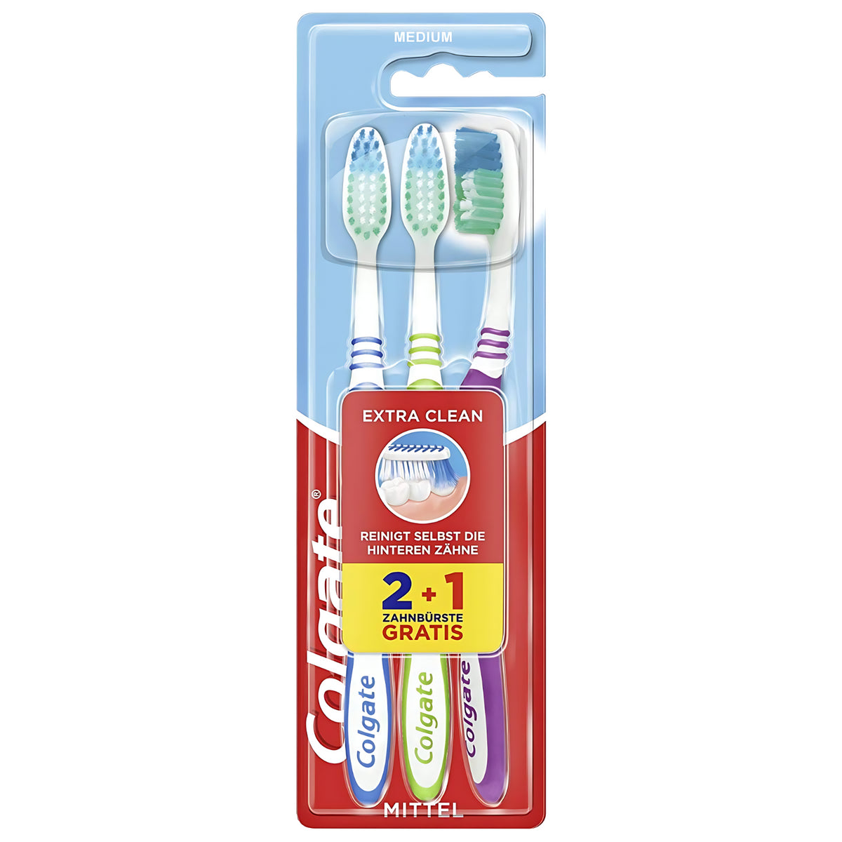 Colgate Extra Clean Toothbrush Medium 3 Packs Cleaning Assorted Colours