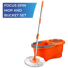 Macromax Focus 360° Floor Magic Spin Mop Bucket Set Microfibre Rotating Dry Head